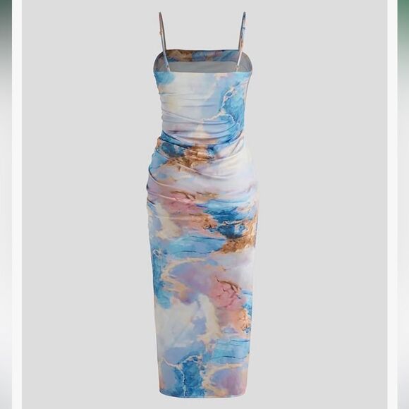 Brand new with tags Cider SATIN RUCHED SPLIT MIDI CAMI DRESS Size XL - Picture 3 of 15